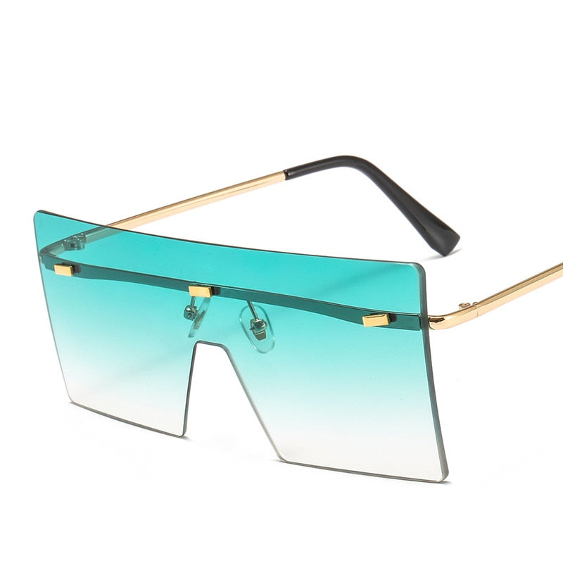 Rimless Oversized Sunglasses Women 2020 Gradient Square Sunglasses Brand Designer Men Retro Small Yellow Glasses Sunnies UV400