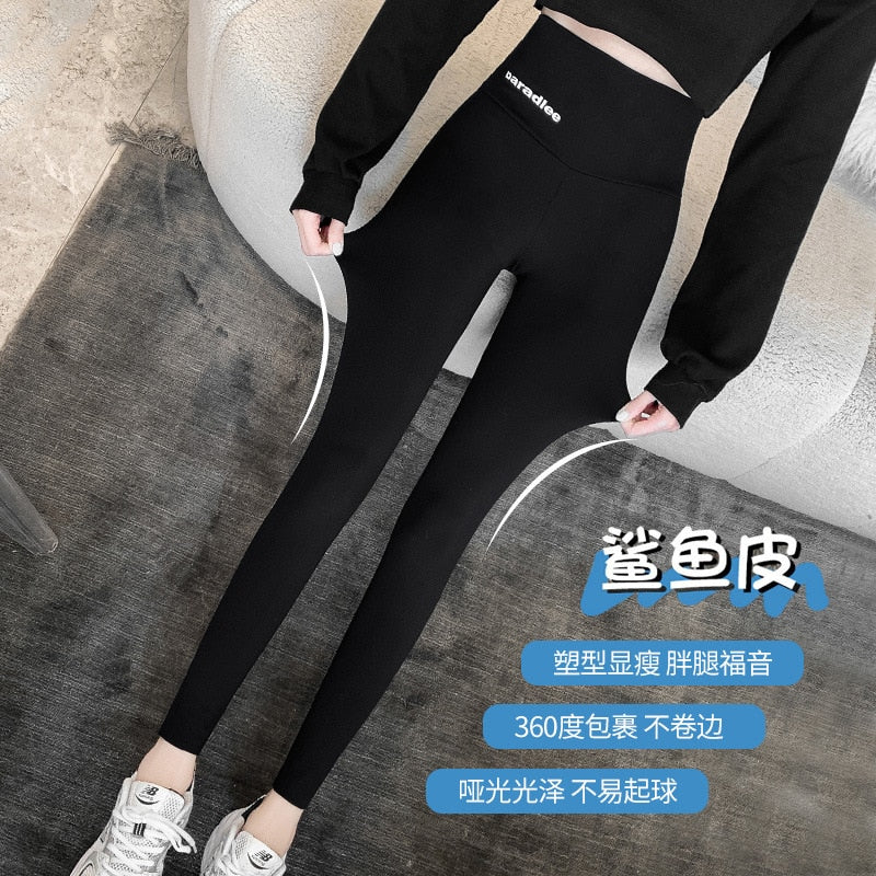 Women's Leggings Ants Shark Skin High Waist Hip Lifting Abdomen Black Winter Warm Thickened Elastic Yoga Pants Plush Lining