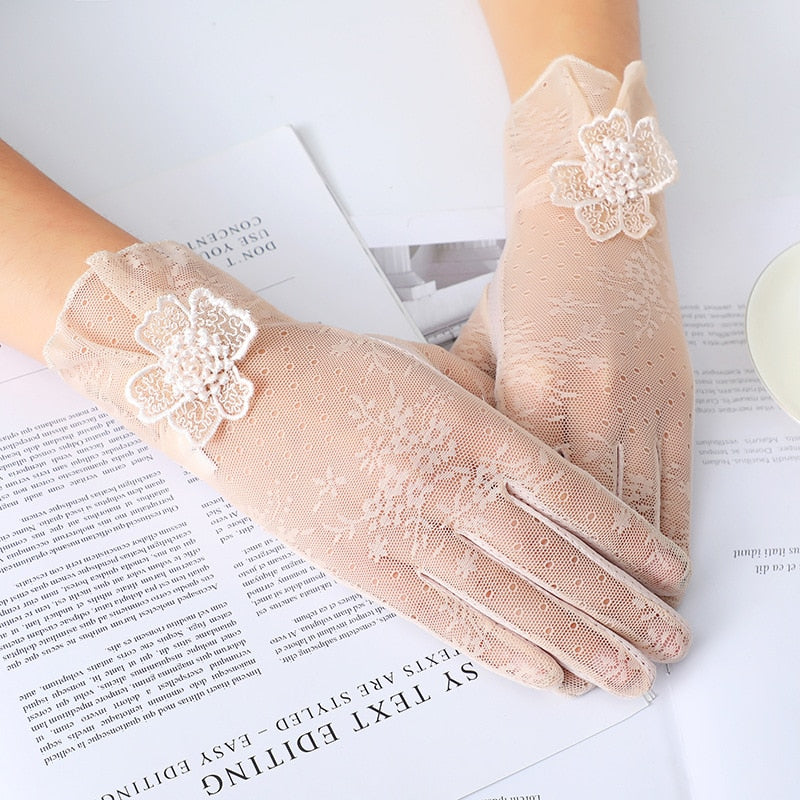 Sunscreen Lace Gloves Women Summer Spring Women Touch Screen Anti Uv Slip Resistant Driving Gloves Breathable Guantes