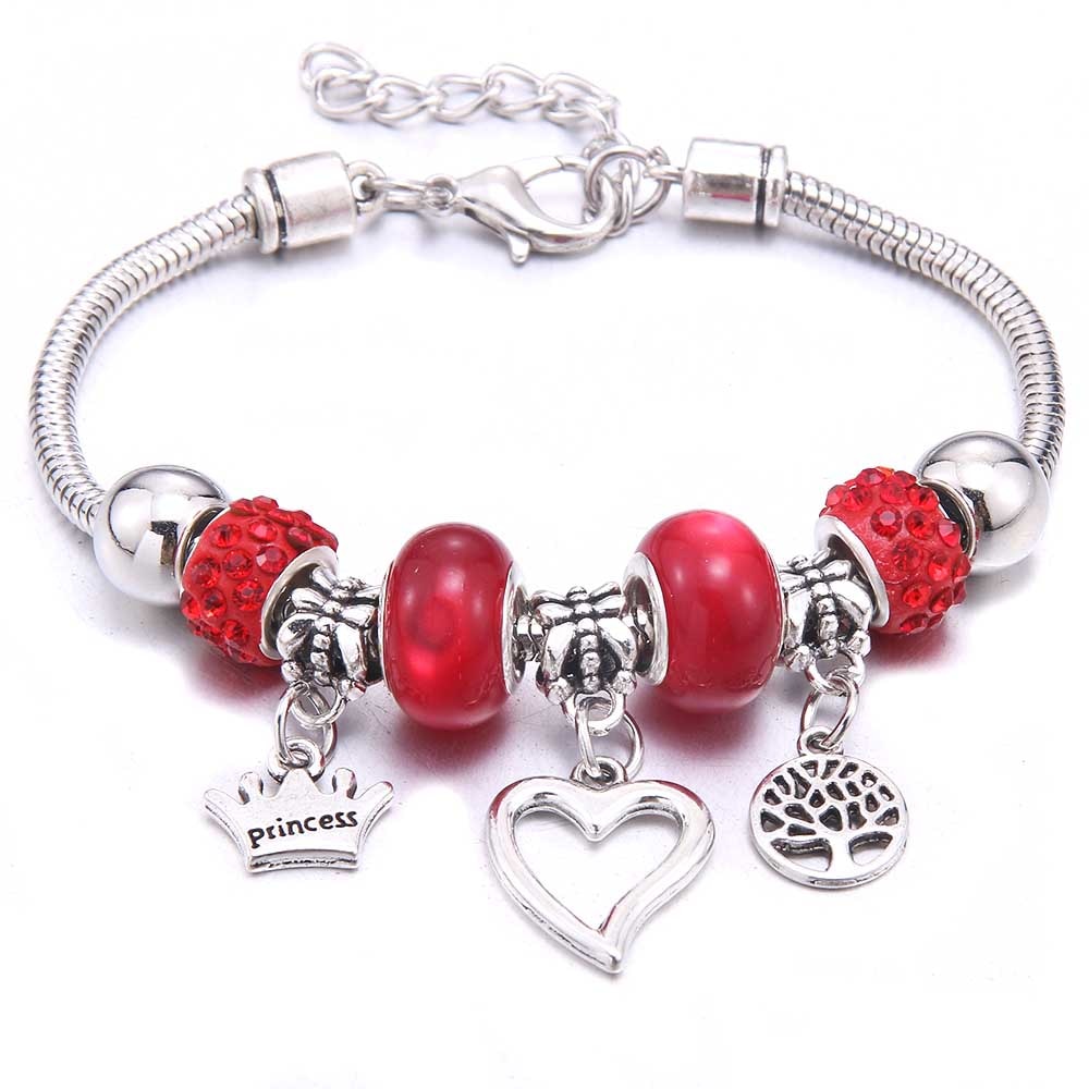 Charm Bracelet & Bangles Jewelry white butterfly Crown Beads Bracelets Brands Bracelets Fit Women Girl Friendship Gift