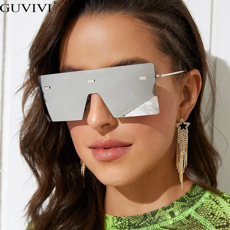 Rimless Oversized Sunglasses Women 2020 Gradient Square Sunglasses Brand Designer Men Retro Small Yellow Glasses Sunnies UV400