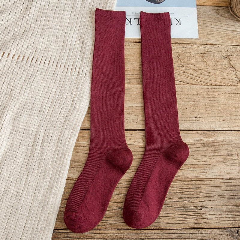 10 Colors Autumn New Women's Socks Cotton Winter Long Socks Harajuku Female Trick Warm Solid Color Sock Casual Ladies Sox