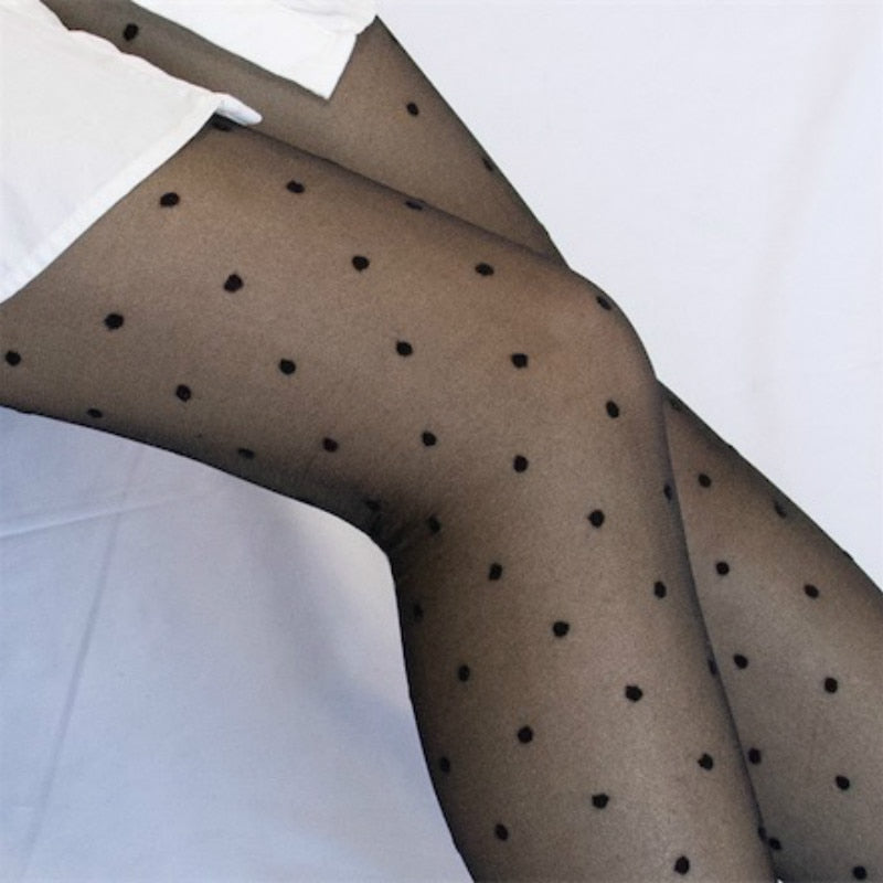 Newest Sheer Women&#39;s Tights Classic Polka Dot Silk Stockings Ladies Vintage Fashion Underwear Sexy Pantyhose Transparent Hosiery