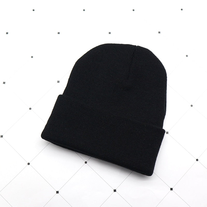 Solid Unisex Beanie Fall/Winter Wool Blend Soft Warm Knit Hat Men's Women's SkullCap Hat Gorro Ski Cap Beanie  ski mask red