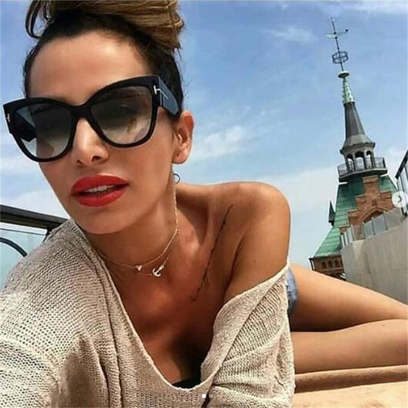 2023 New Women Fashion Big Cat Eye Sunglasses Ladies Luxury Brand Trending T-shaped  personality sunglasses UV400