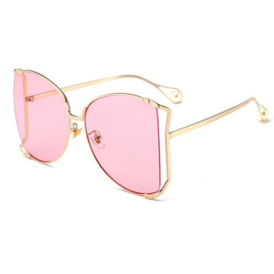 Sunglasses Women Decoration Brand Designer Half Frame Female Oversized Sun Glasses Women Clear Shade oversized Sunglasses