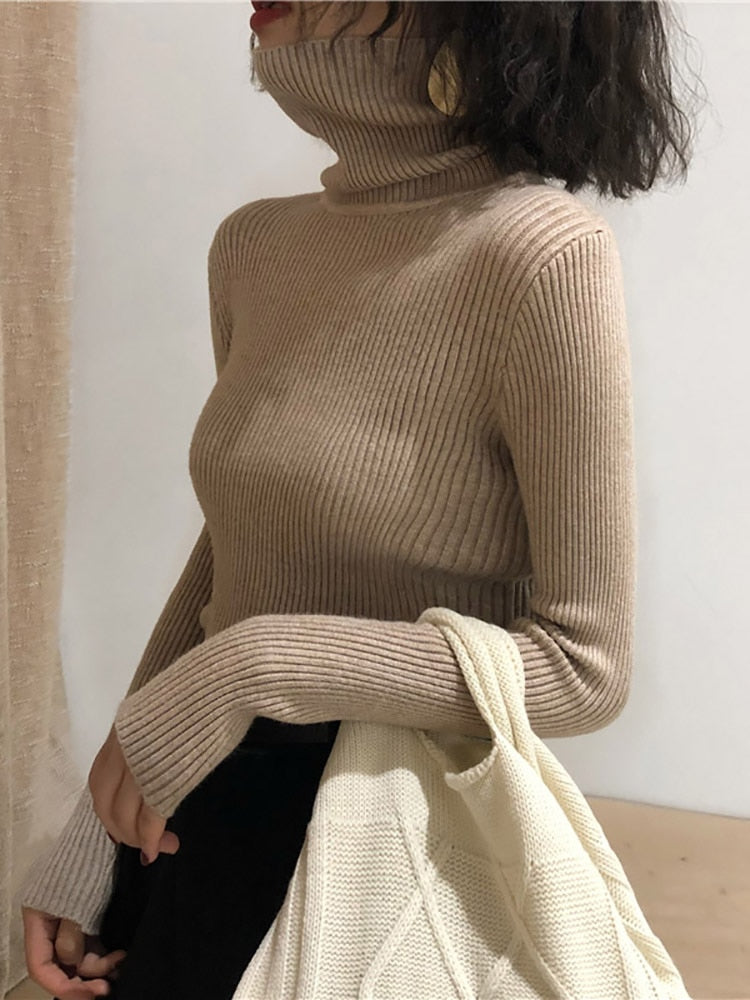 Turtleneck Sweater Womens 2023 Autumn Winter Tops Korean Slim Women Pullover Jumper Knitted Sweater Pull Femme Hiver Truien