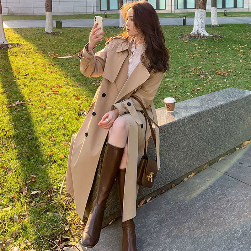 Autumn Winter Woman Long Trench Coat Fashion Korean Streetwear Style Loose Cloak Casual Elegant Thin Women's Windbreaker Coat