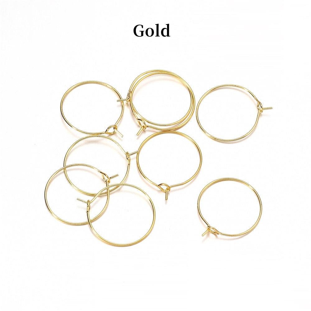 20-50pcs/lot 20 25 30 35 mm  KC Gold Hoops Earrings Big Circle Ear Wire Hoops Earrings Wires For DIY Jewelry Making Supplies