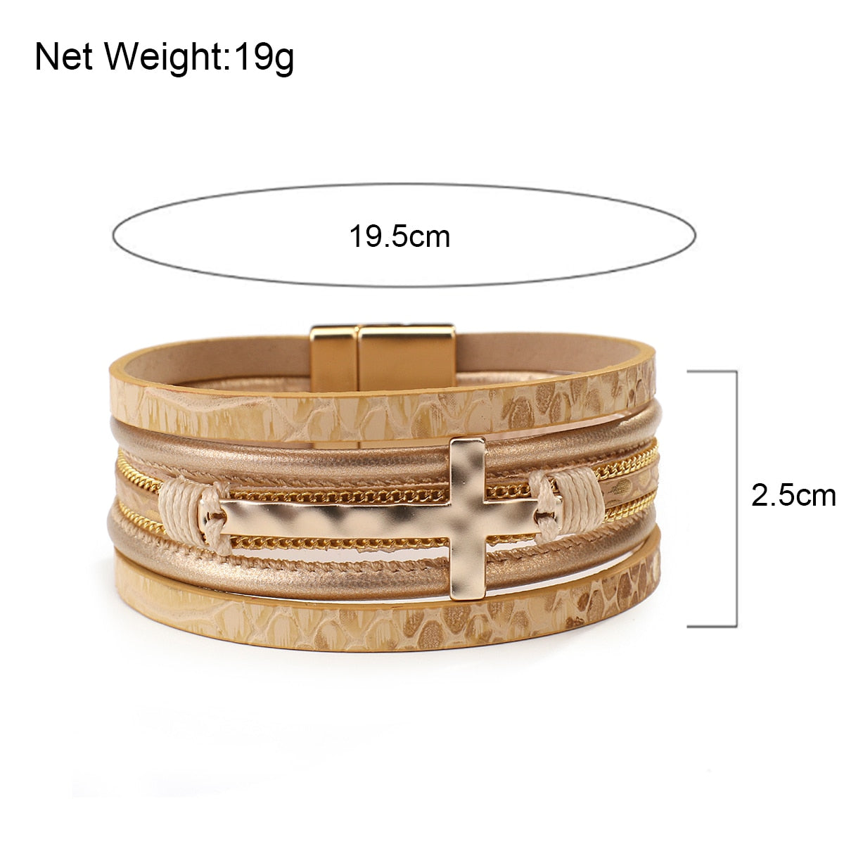 Amorcome Fashion Metal Cross Charm Women Leather Bracelets Handmade Snakeskin Print Wide Wrap Bracelets Bangles Bohemian Jewelry