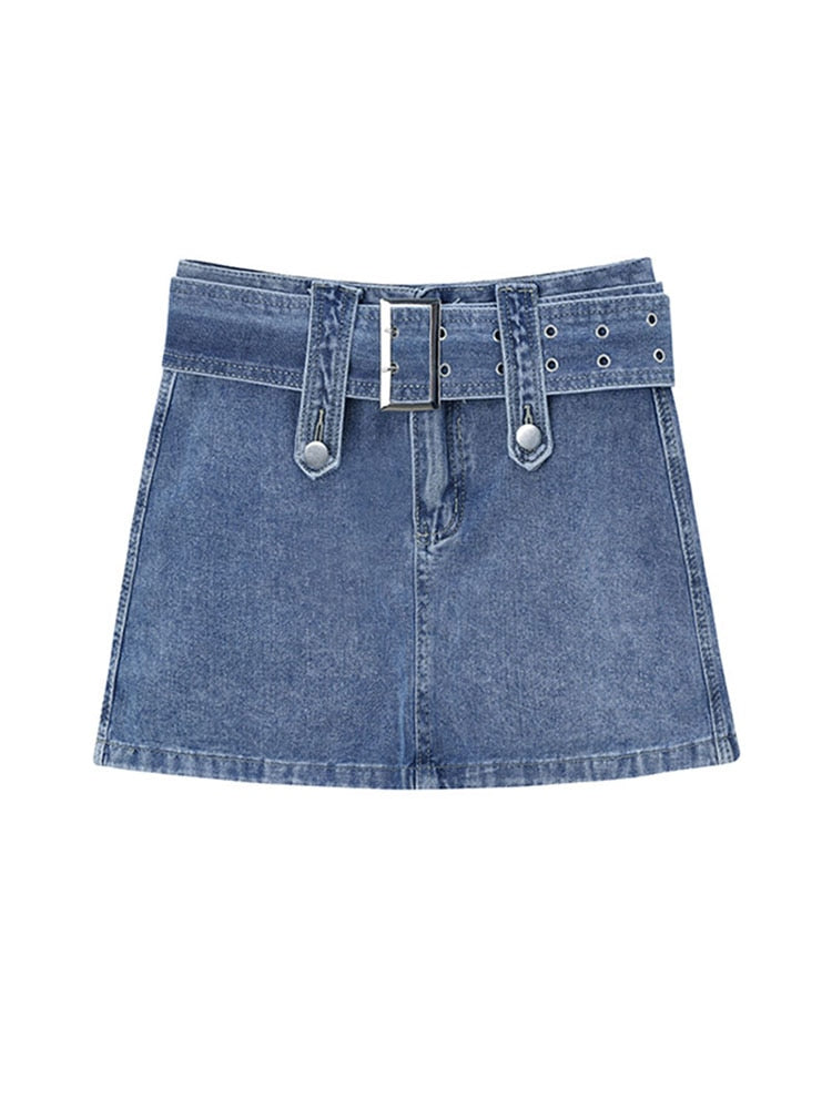 Women Denim Shorts Skirt Vintage Streetwear A-line Jeans Skirts Casual All Match Female Slim Package Hip Mini Skirt 2022 Summer