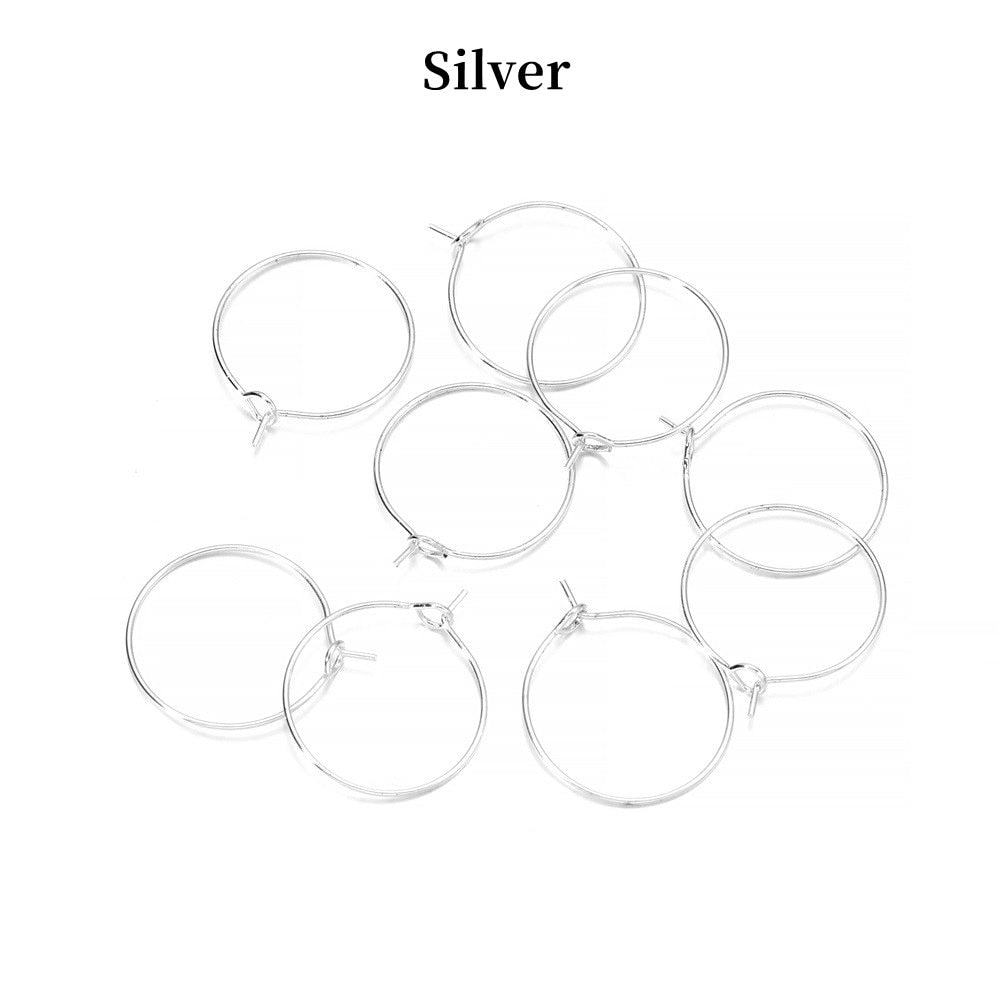 20-50pcs/lot 20 25 30 35 mm  KC Gold Hoops Earrings Big Circle Ear Wire Hoops Earrings Wires For DIY Jewelry Making Supplies