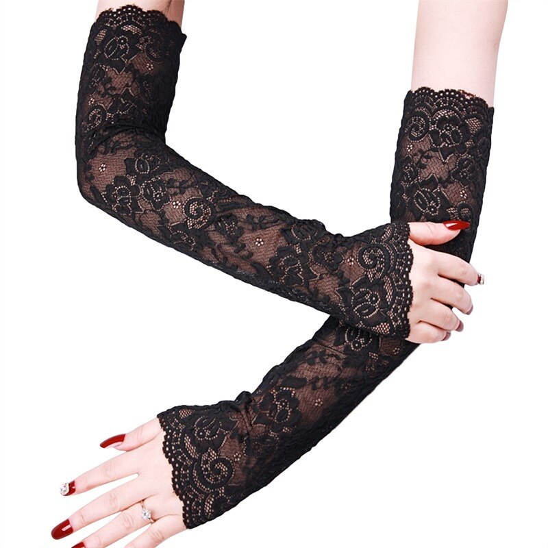 Stylish Long Black Fishnet Gloves Womens Fingerless Gloves Girls Dance Gothic Punk Rock Costume Gloves Sexy Hollow Out Disco