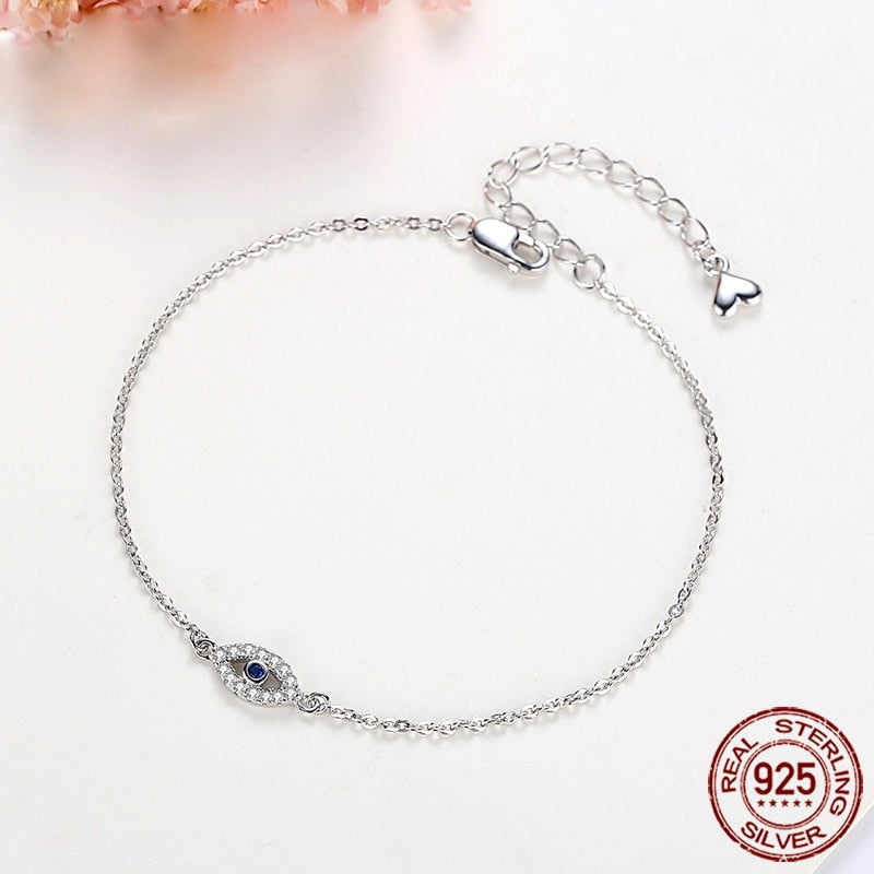 TONGZHE Women Evil Eye Bracelet 925 Sterling Silver Bracelets CZ Lucky Turkey Jewelry For A Couple Bracelets for Women Pulsera