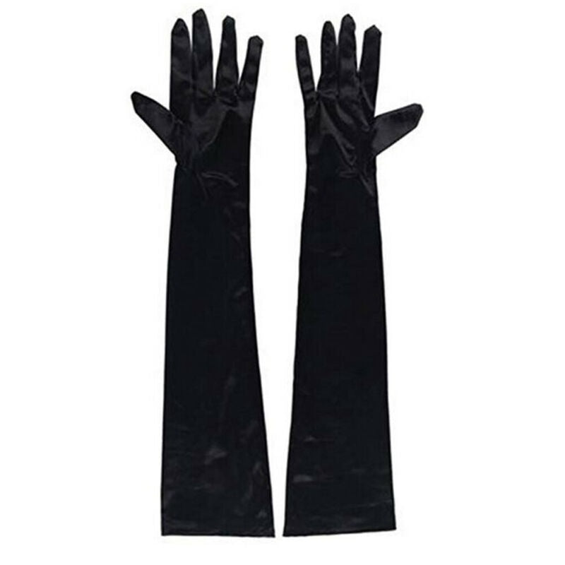 Women's Evening Party Formal Gloves Solid Color Satin Long Finger Mittens forEvents Activities Red White Rose Color