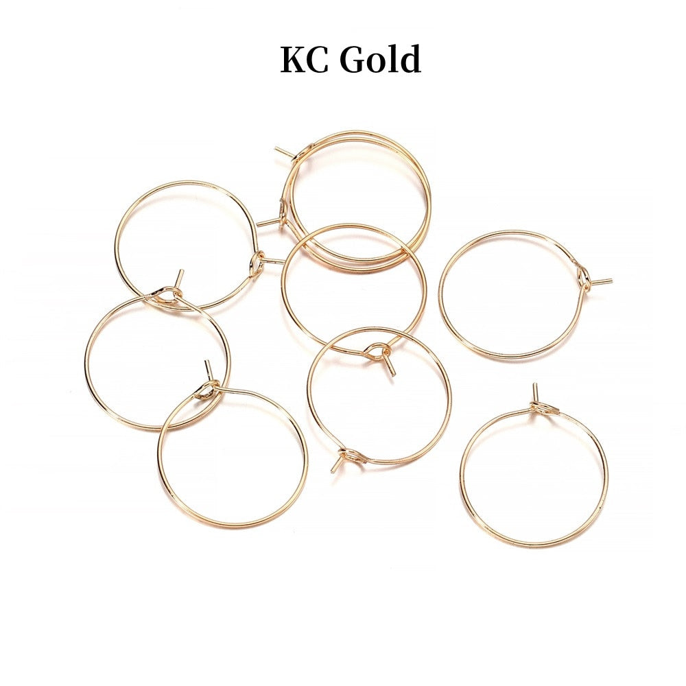 20-50pcs/lot 20 25 30 35 mm  KC Gold Hoops Earrings Big Circle Ear Wire Hoops Earrings Wires For DIY Jewelry Making Supplies