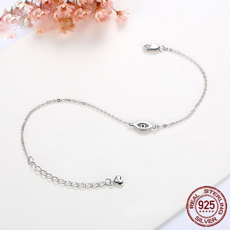 TONGZHE Women Evil Eye Bracelet 925 Sterling Silver Bracelets CZ Lucky Turkey Jewelry For A Couple Bracelets for Women Pulsera