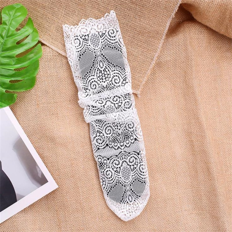 Women&#39;s Black Lace Stockings Hollow Transparent Lace Stockings Pure Cotton Japanese Fleece Socks  Quilt Color Princess Socks