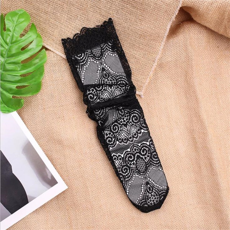 Women&#39;s Black Lace Stockings Hollow Transparent Lace Stockings Pure Cotton Japanese Fleece Socks  Quilt Color Princess Socks