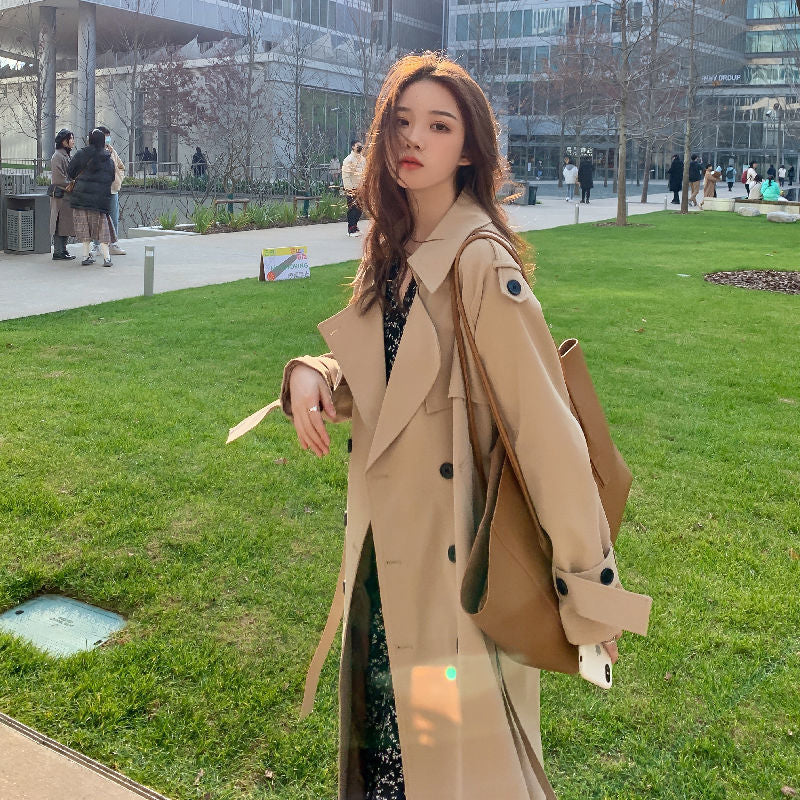 Autumn Winter Woman Long Trench Coat Fashion Korean Streetwear Style Loose Cloak Casual Elegant Thin Women's Windbreaker Coat