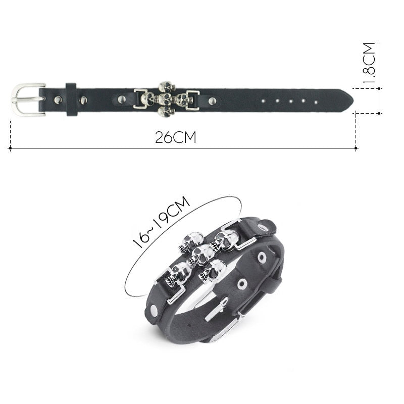 Free Shipping Skeleton Skull Punk Gothic Rock Leather Belt Buckle  Bracelets For Women Men Bracelets &amp; Bangles S301