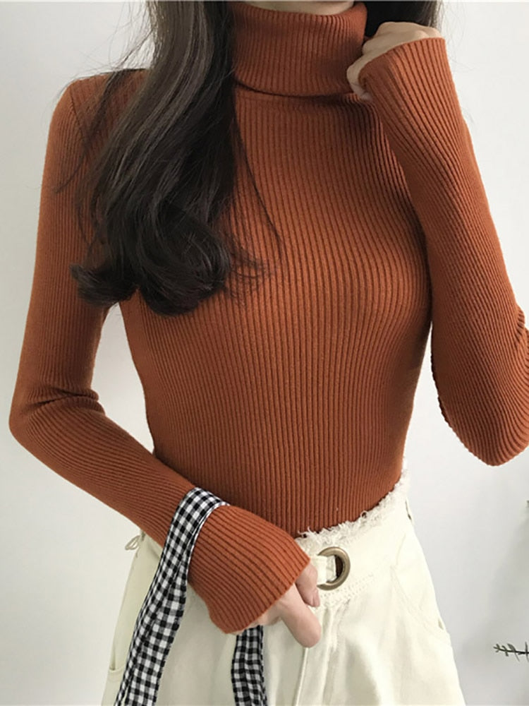 Turtleneck Sweater Womens 2023 Autumn Winter Tops Korean Slim Women Pullover Jumper Knitted Sweater Pull Femme Hiver Truien