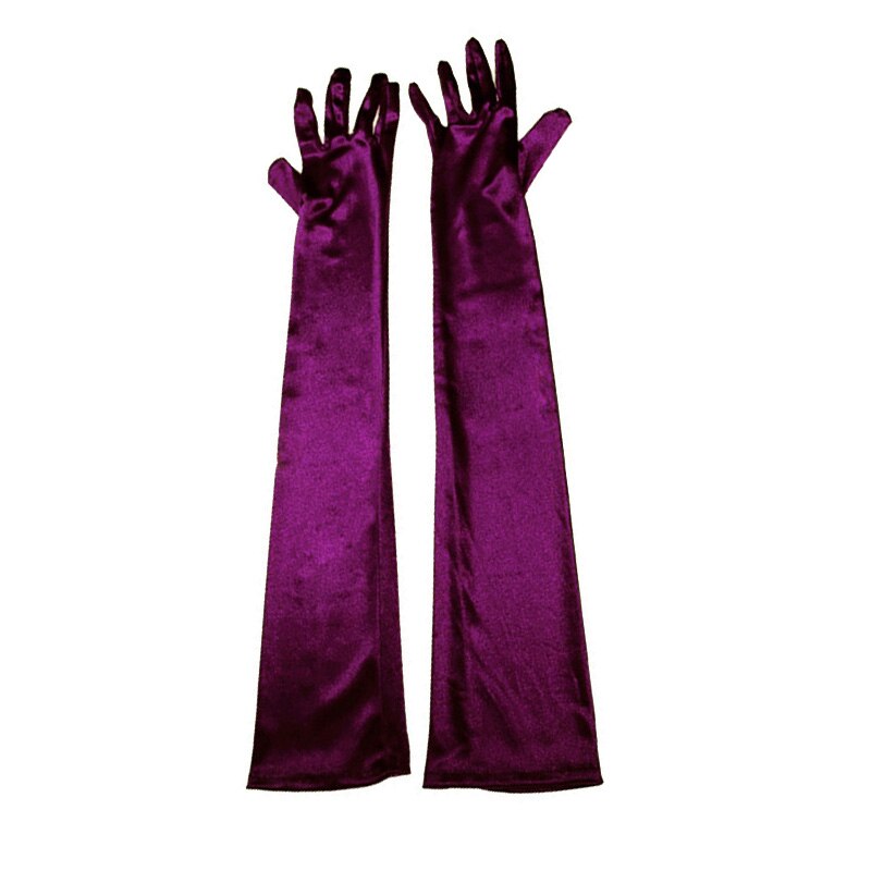 Women's Evening Party Formal Gloves Solid Color Satin Long Finger Mittens forEvents Activities Red White Rose Color