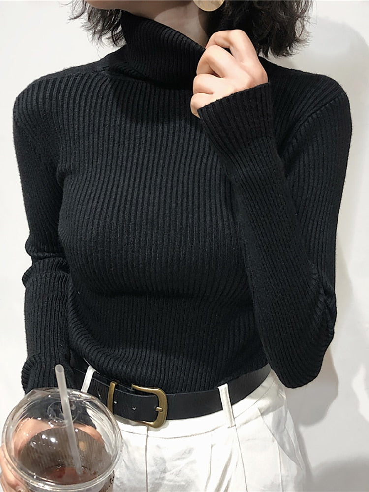 Turtleneck Sweater Womens 2023 Autumn Winter Tops Korean Slim Women Pullover Jumper Knitted Sweater Pull Femme Hiver Truien