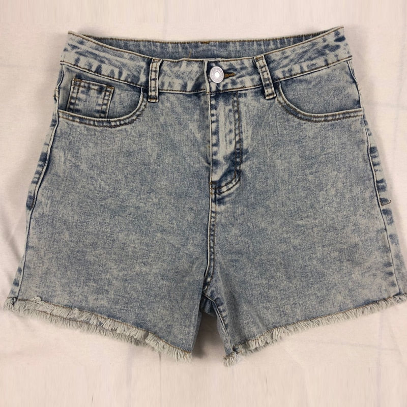 Women High Waist Denim Shorts Ripped Hole Bodycon Short Feminino Summer Shorts Jeans With Tassel clothes summer streetwear